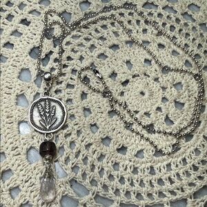 Silver lavender Pendant Necklace with Purple fluorite and kunzite